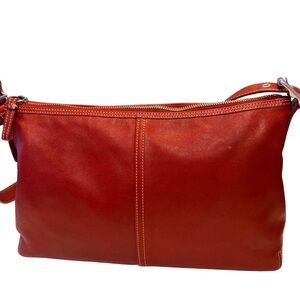 Coach VINTAGE Legacy Red Leather Crossbody Bag 9543 EUC Zip Close Adj Strap
